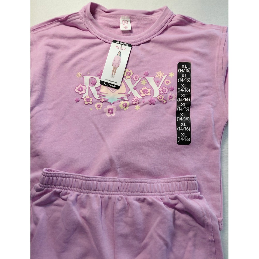 Roxy Girls 2 pc Short & Long Sleeve Set Purple